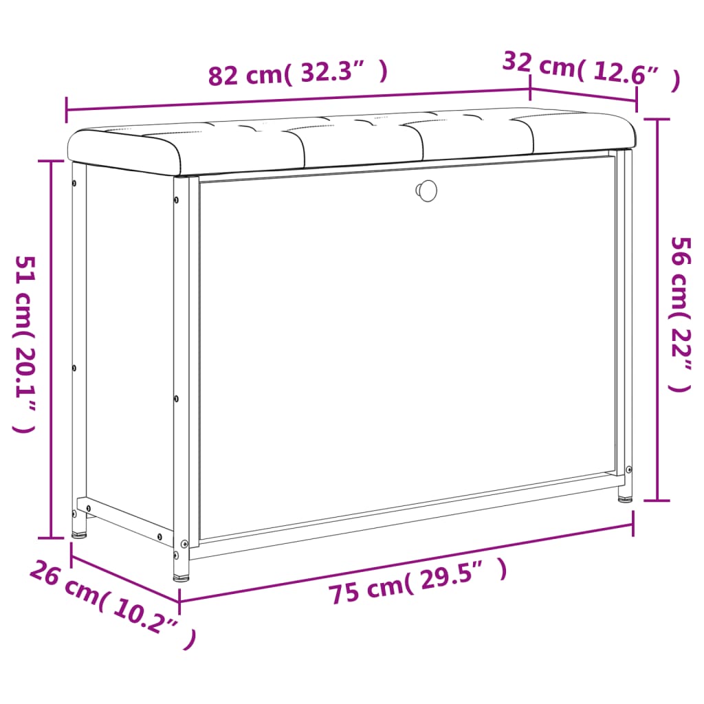 vidaXL Banco sapateira c/ gaveta articulada 82x32x56cm carvalho fumado