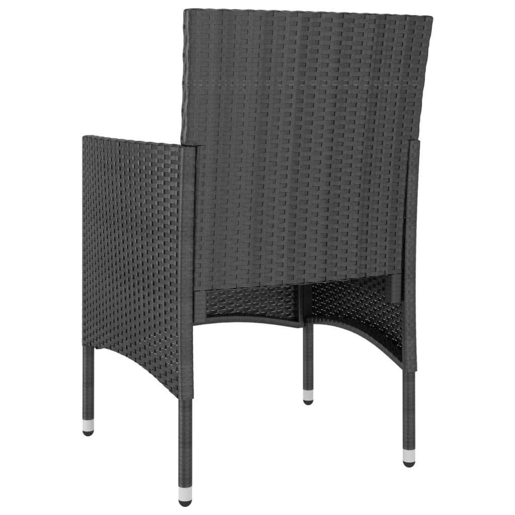 vidaXL 4 pcs conjunto de cadeiras e bancos de jardim vime PE preto