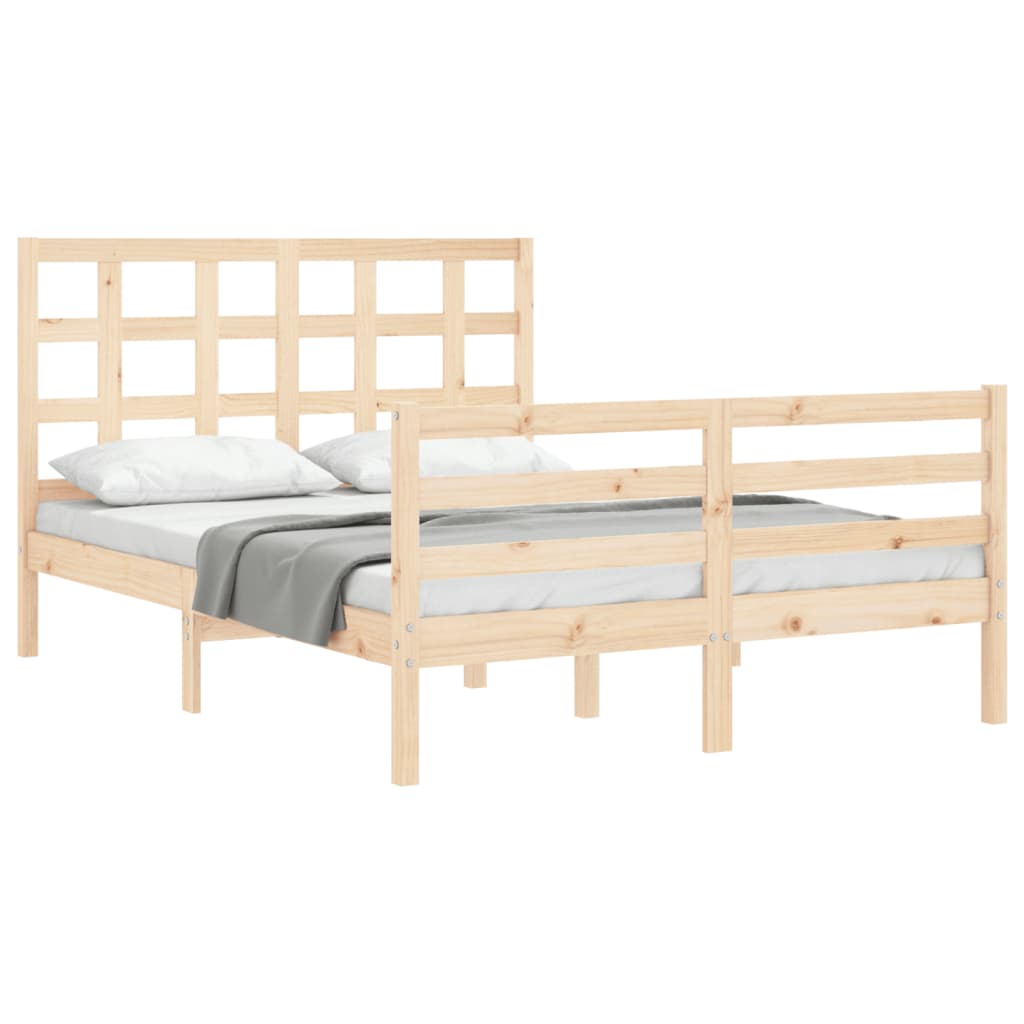 vidaXL Estrutura de cama com cabeceira 140x190 cm madeira maciça