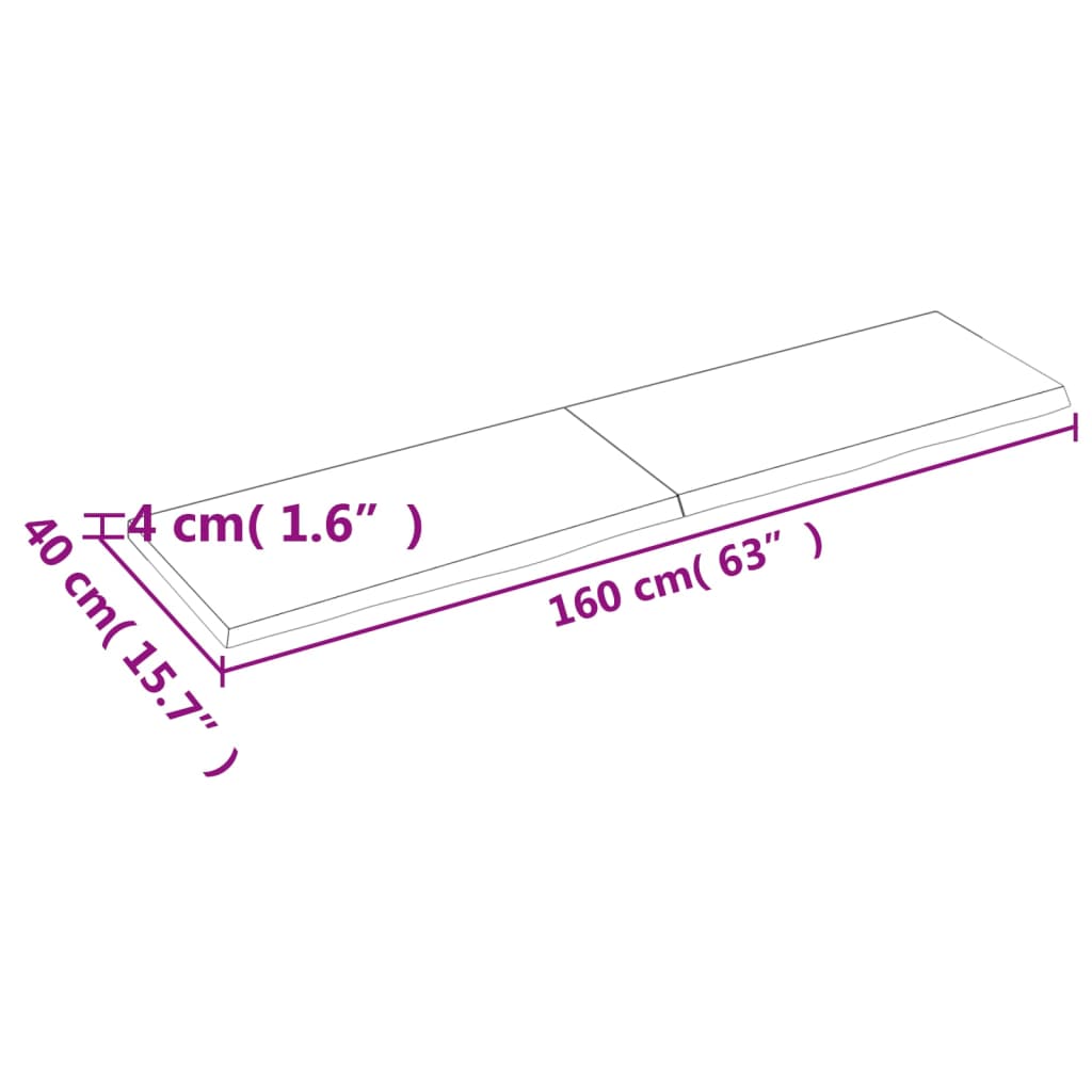 vidaXL Bancada p/ WC 160x40x(2-4)cm madeira tratada maciça castanho