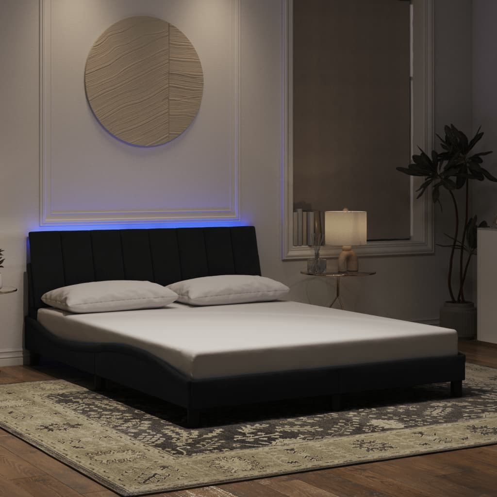 vidaXL Estrutura de cama c/ luzes LED 160x200 cm veludo preto