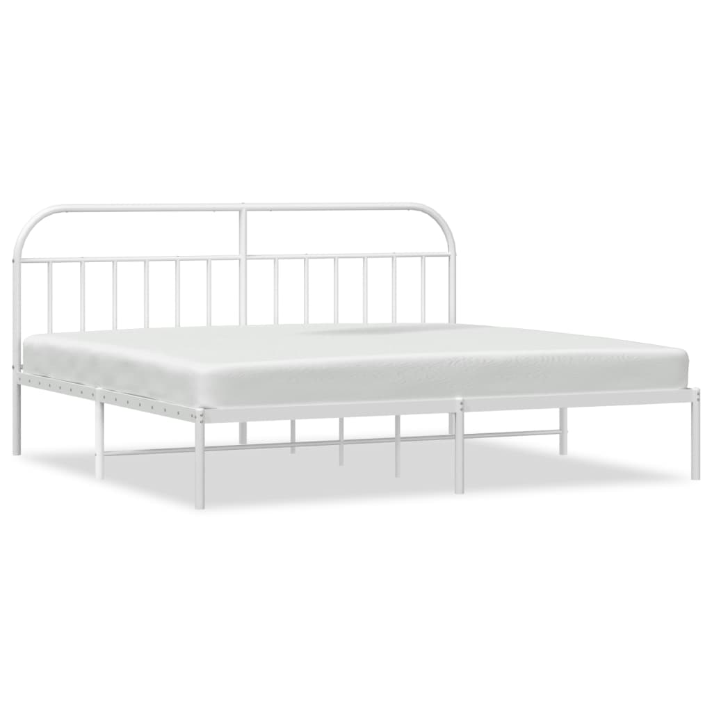 vidaXL Estrutura de cama com cabeceira 193x203 cm metal branco