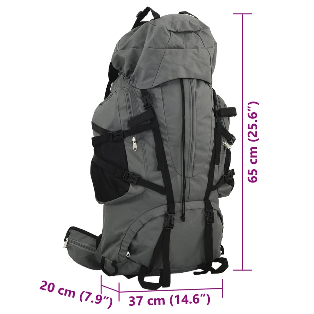 vidaXL Mochila para caminhadas 60 L tecido oxford cinzento