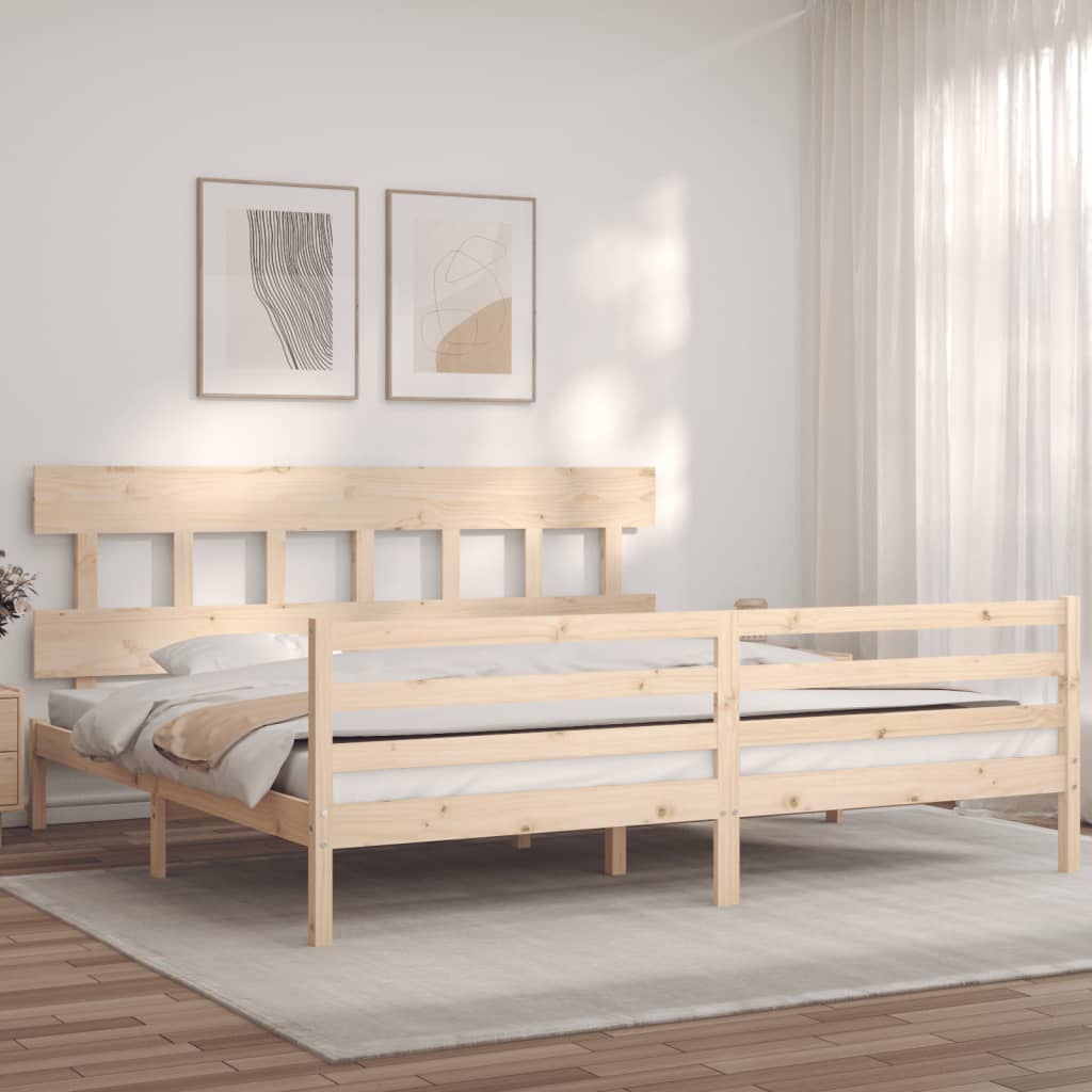 vidaXL Estrutura de cama com cabeceira 200x200 cm madeira maciça