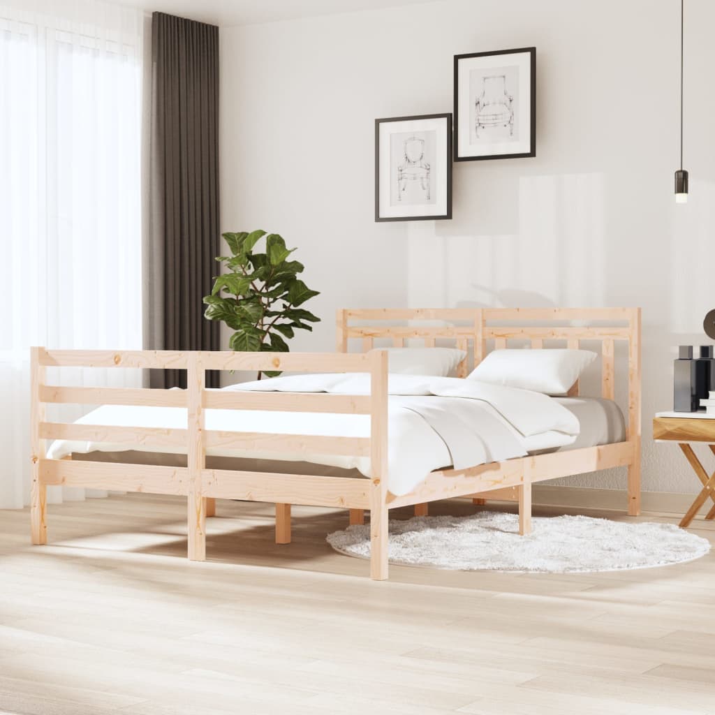 vidaXL Estrutura de cama 140x190 cm madeira maciça