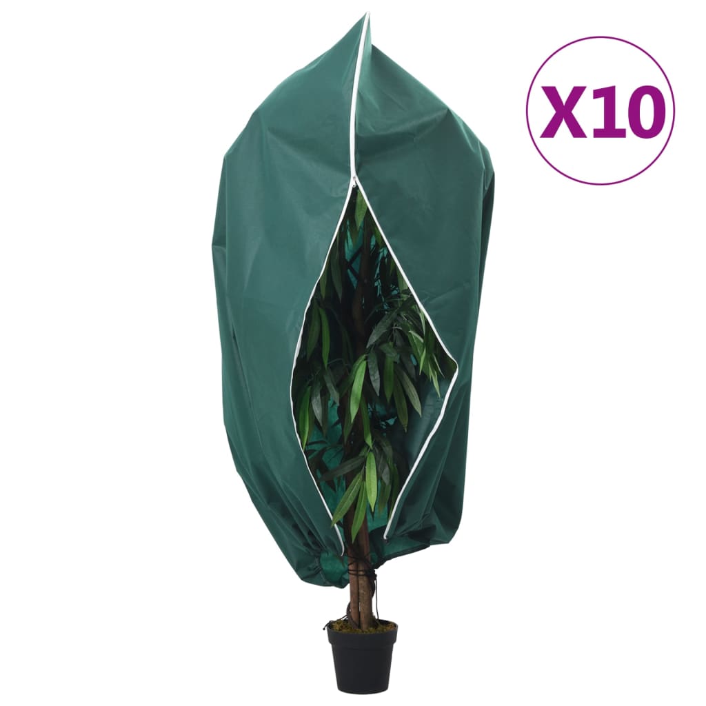 vidaXL Coberturas para plantas com fecho 10 pcs 70 g/m² 1,2x1,8 m