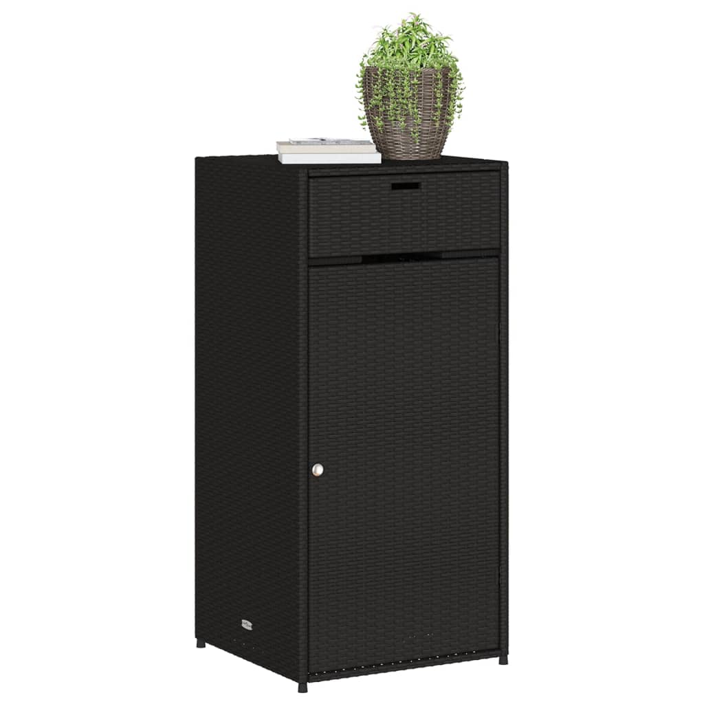 vidaXL Armário de arrumação para jardim 55x55x111 cm vime PE preto