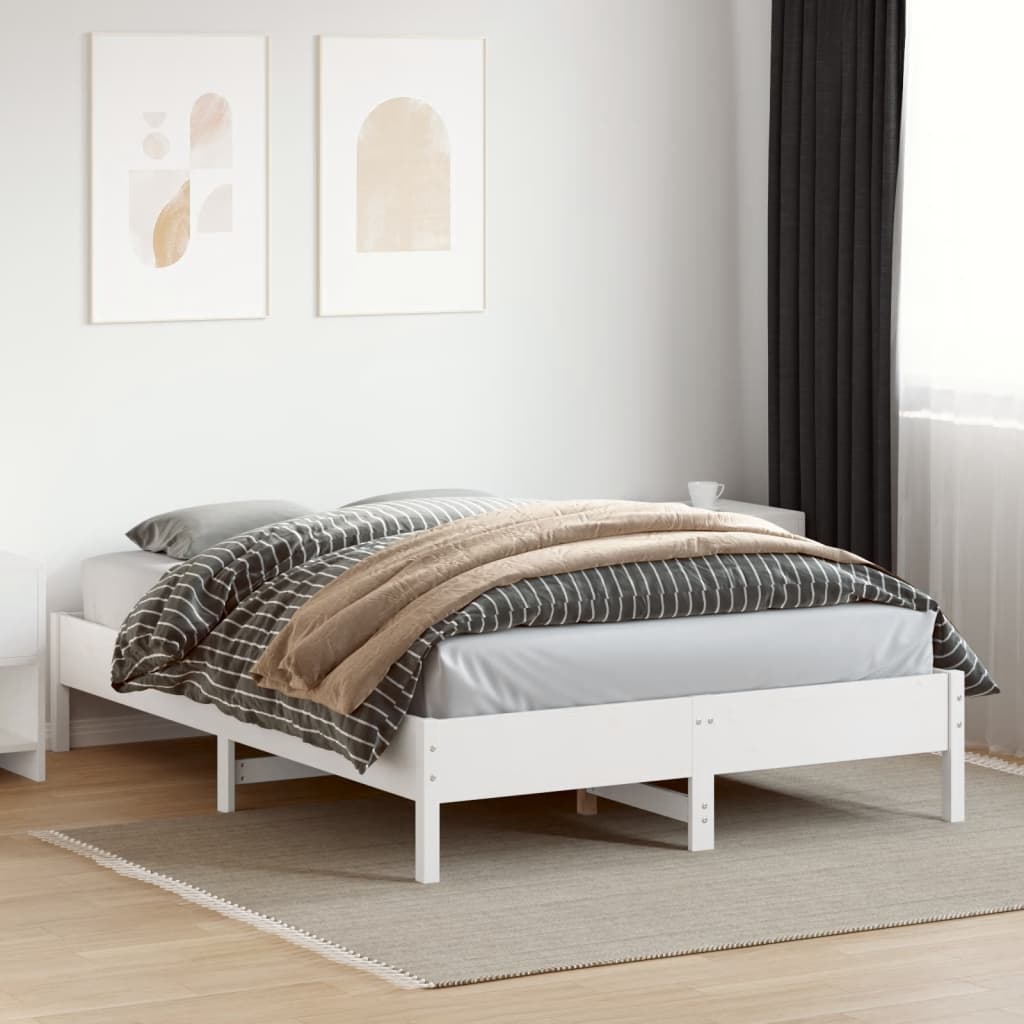 vidaXL Cama sem colchão 120x200 cm madeira de pinho maciça branco