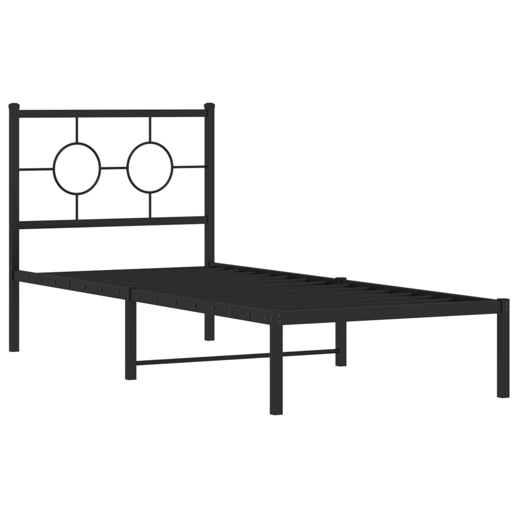 vidaXL Estrutura de cama metal s/ colchão c/ cabeceira 75x190 cm preto