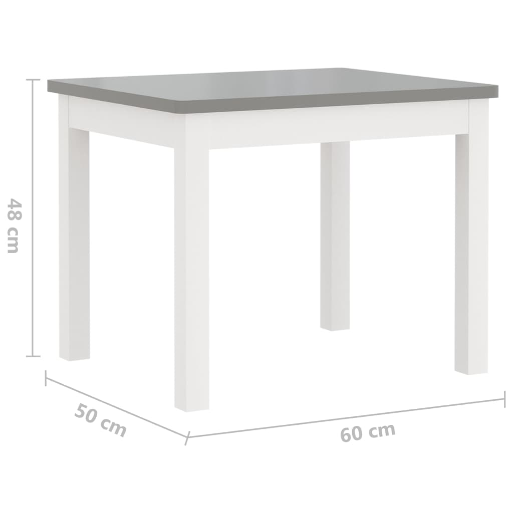 vidaXL 4 pcs conjunto mesa e cadeiras infantil MDF branco e cinzento