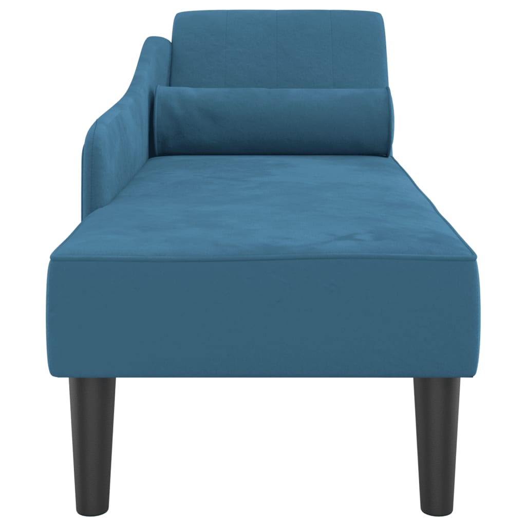 vidaXL Chaise lounge com almofadões veludo azul