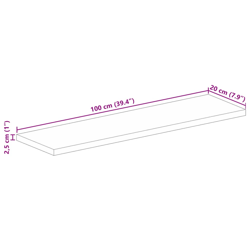 vidaXL Tampo de mesa retangular 100x20x2,5cm madeira recuperada maciça