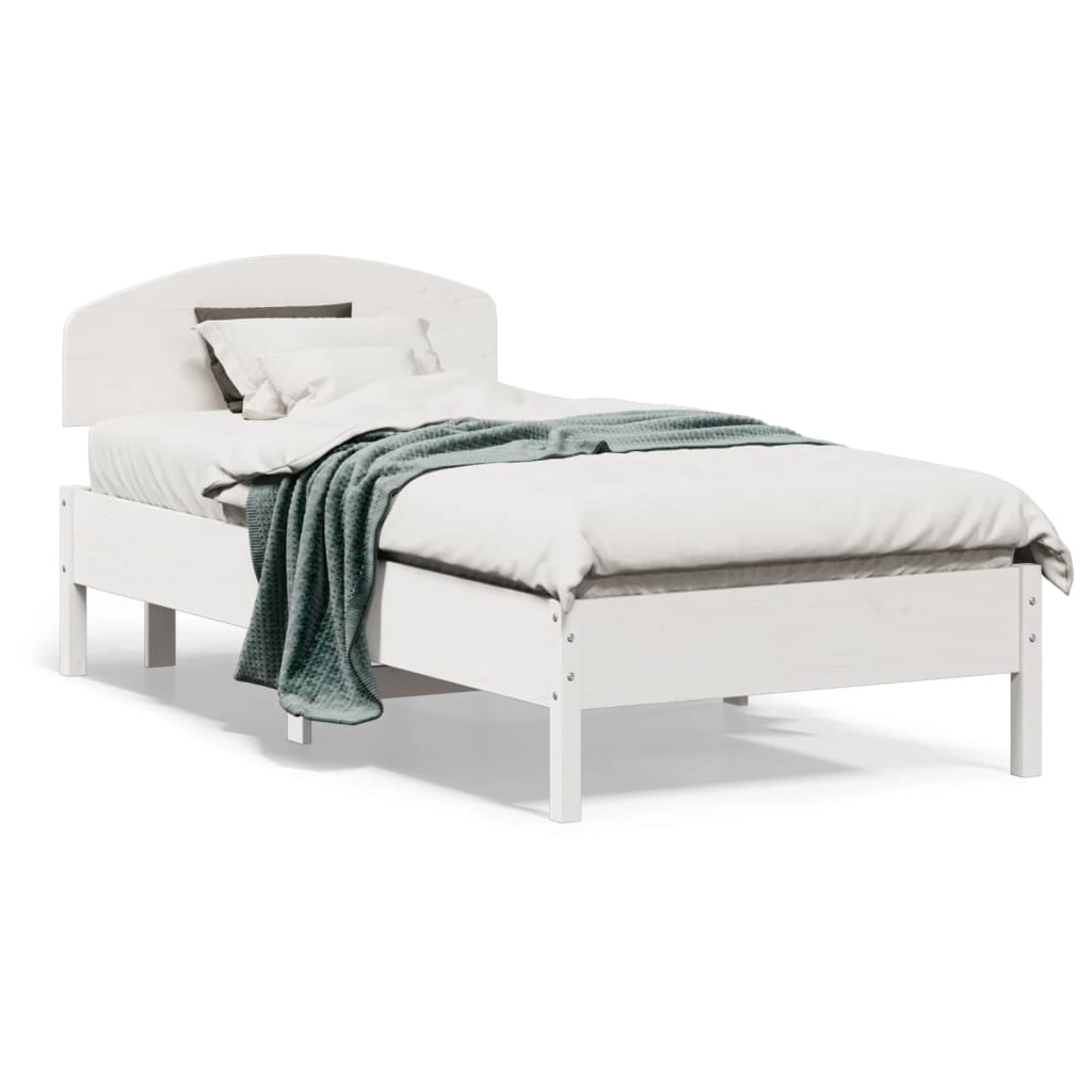 vidaXL Cama sem colchão 75x190 cm madeira de pinho maciça branco