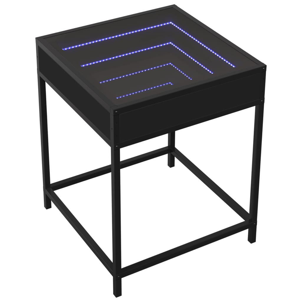 vidaXL Mesa de cabeceira com luzes LED Infinity 40x40x51 cm preto