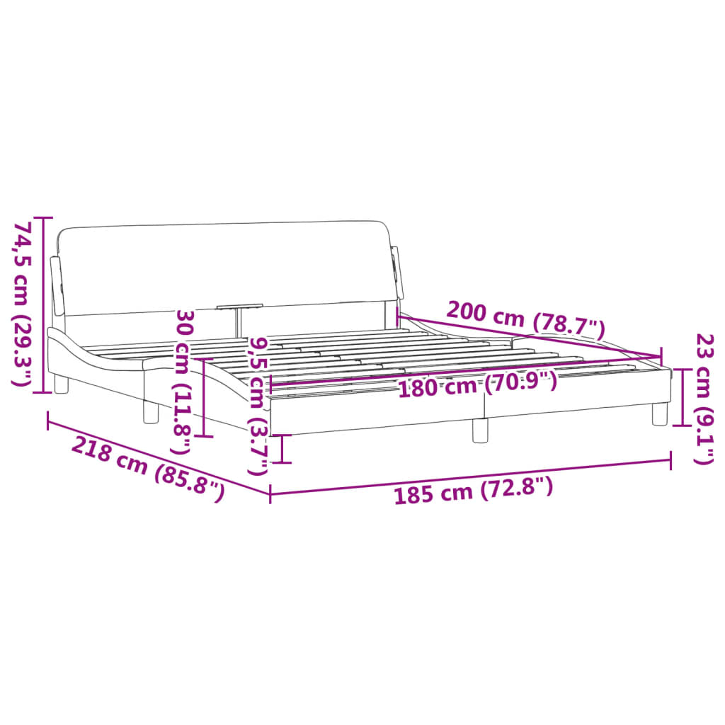 vidaXL Estrutura de cama c/ cabeceira couro artificial preto e branco