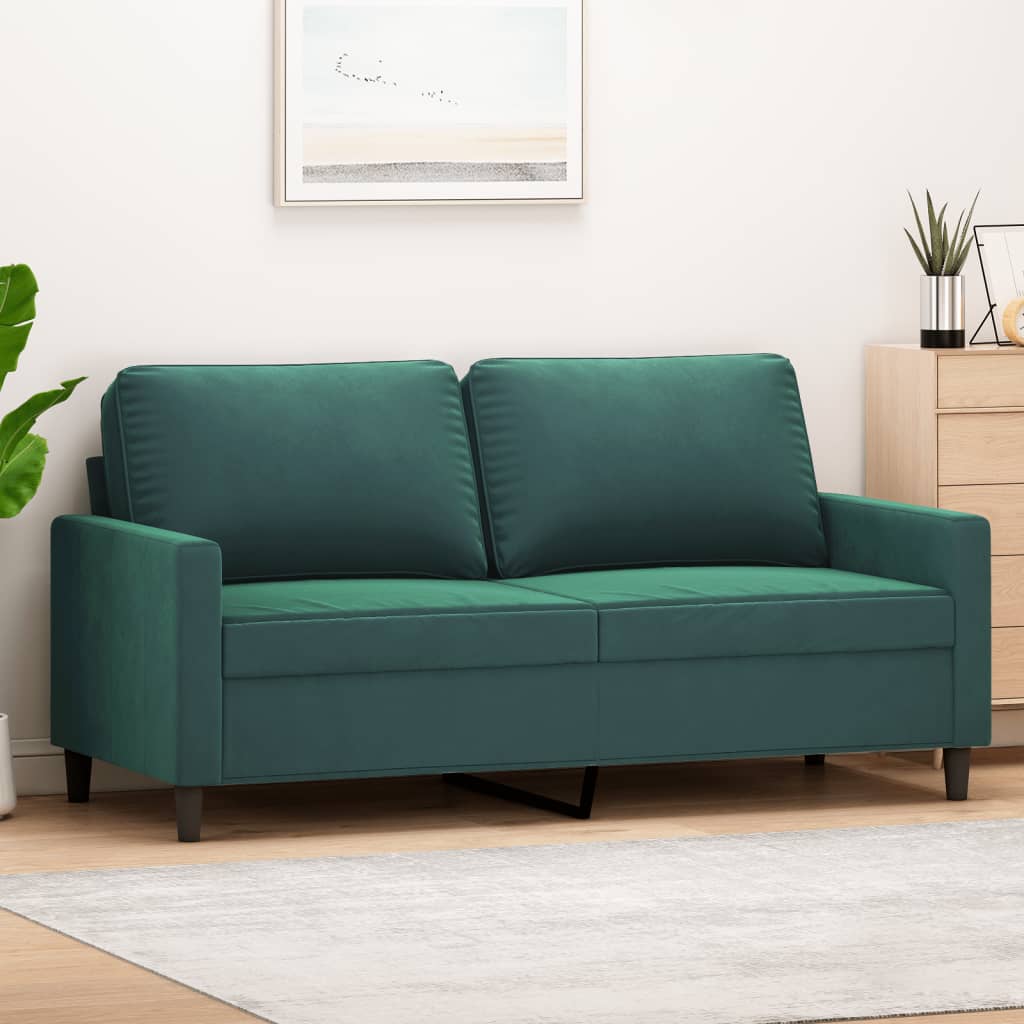 vidaXL Sofá de 2 lugares 140 cm veludo verde-escuro