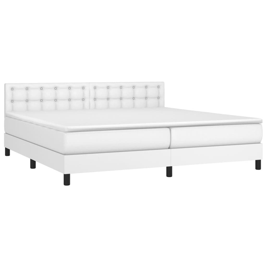 vidaXL Cama com molas/colchão 200x200 cm couro artificial branco