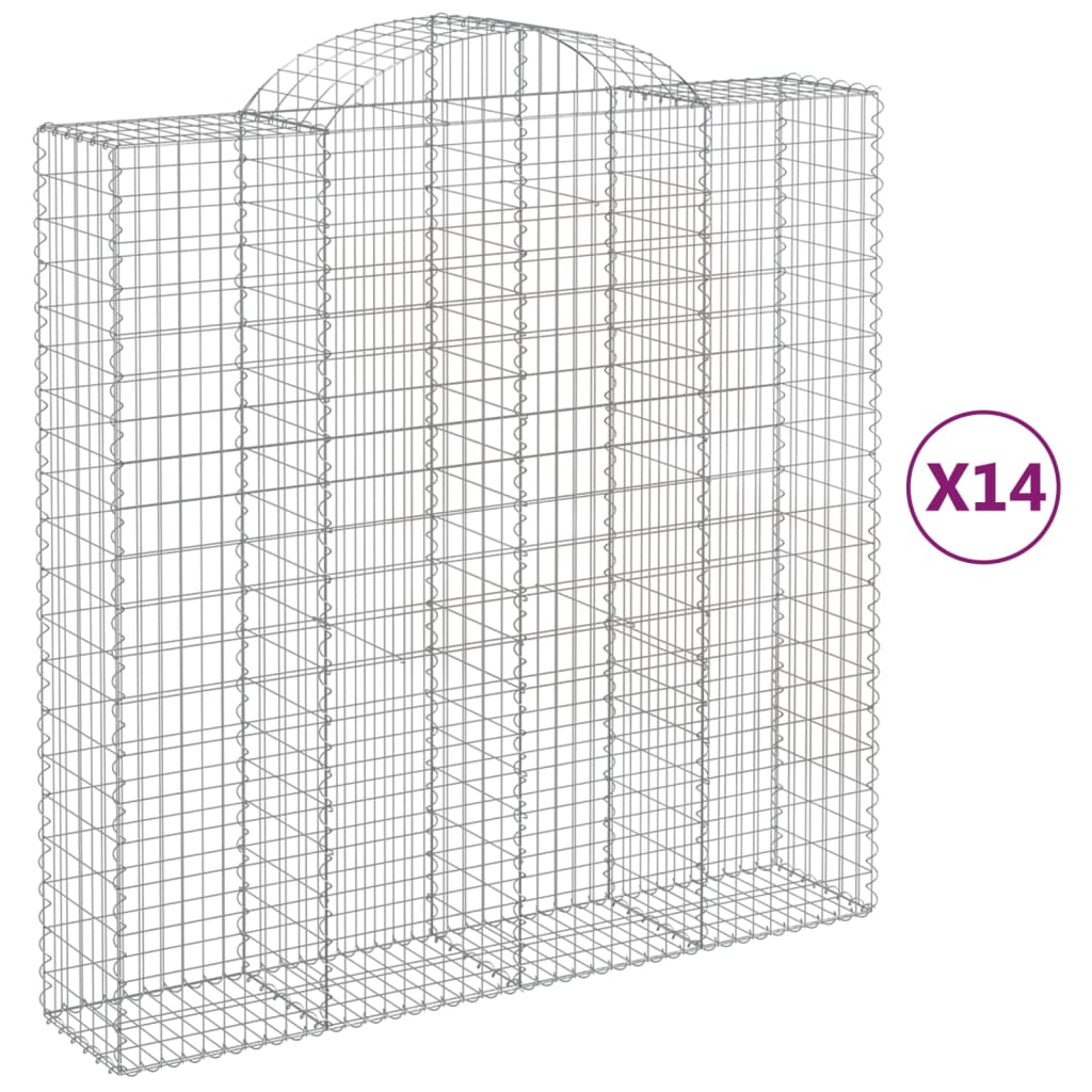 vidaXL Cestos gabião arqueados 14 pcs 200x50x200/220 ferro galvanizado