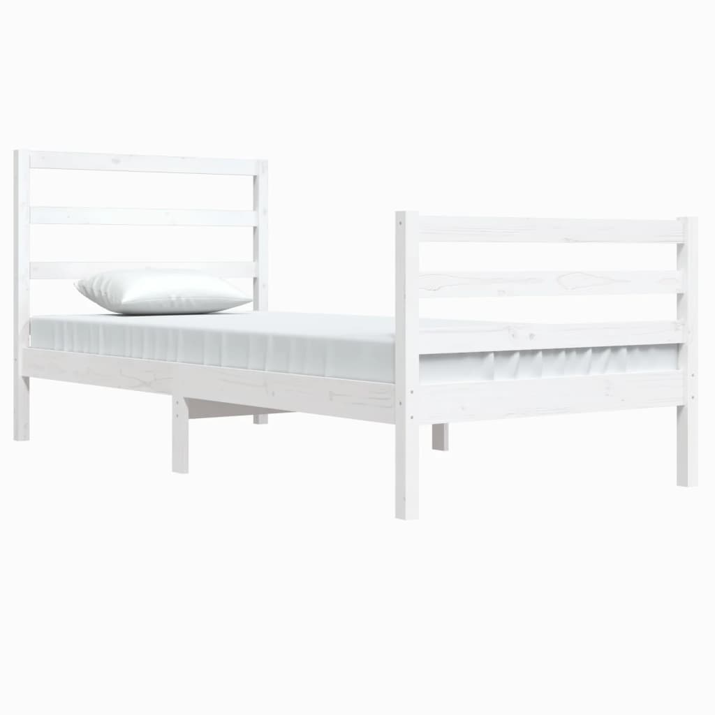 vidaXL Estrutura de cama 90x200 cm pinho maciço branco