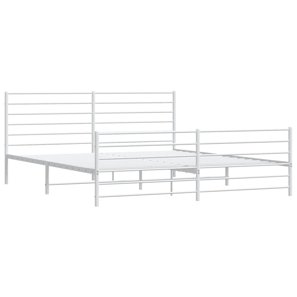 vidaXL Estrutura de cama com cabeceira e pés 193x203 cm metal branco