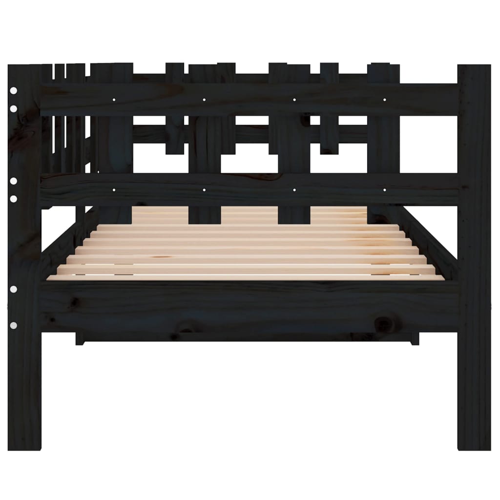 vidaXL Sofá-cama 90x190 cm madeira de pinho maciça preto