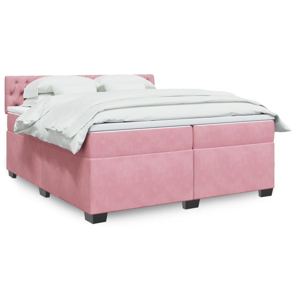 vidaXL Cama com molas/colchão 200x200 cm veludo rosa