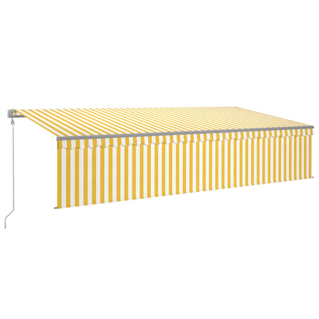 vidaXL Toldo autom. c/ estore/LED/sensor de vento 6x3 m amarelo/branco