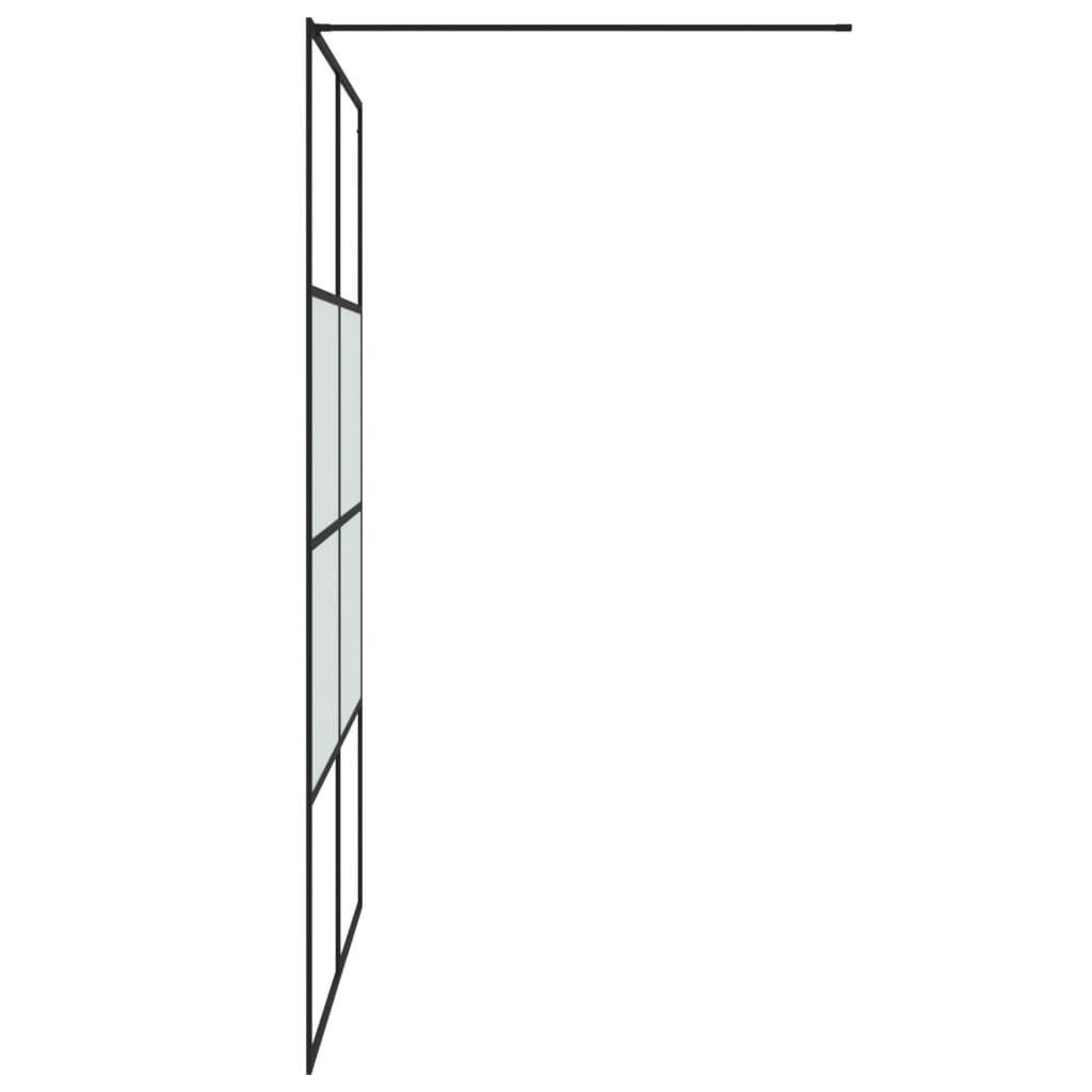 vidaXL Divisória de chuveiro 140x195 cm vidro semiopaco ESG preto