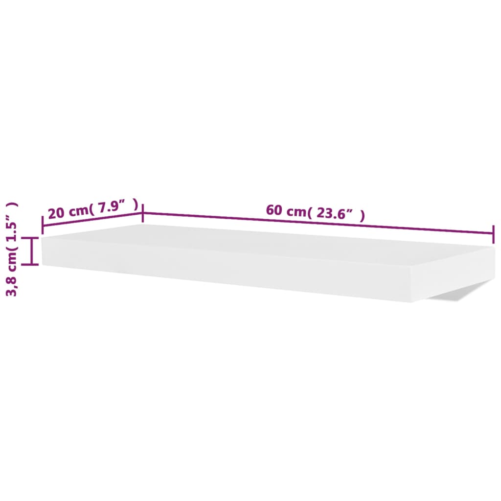 Prateleiras de Parede VidaXL 104x24x60 cm  Contraplacado - Branco  Brilhante - Prateleiras e Estantes de Parede - Compra na