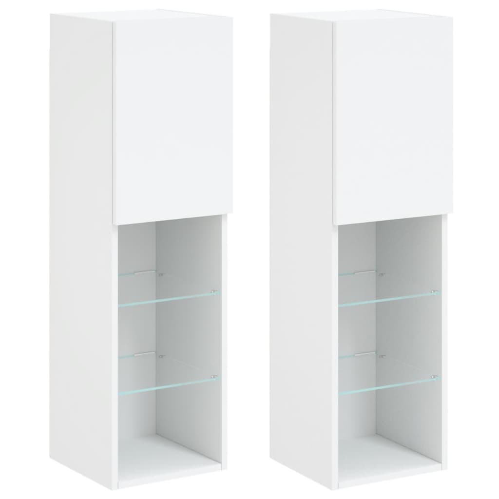 vidaXL Móveis de TV com luzes LED 2 pcs 30,5x30x102 cm branco