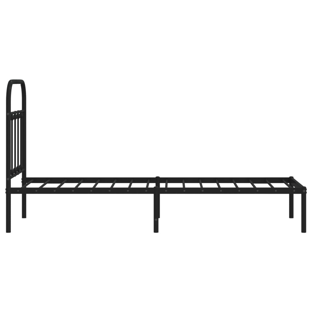 vidaXL Estrutura de cama metal s/ colchão c/ cabeceira 75x190 cm preto