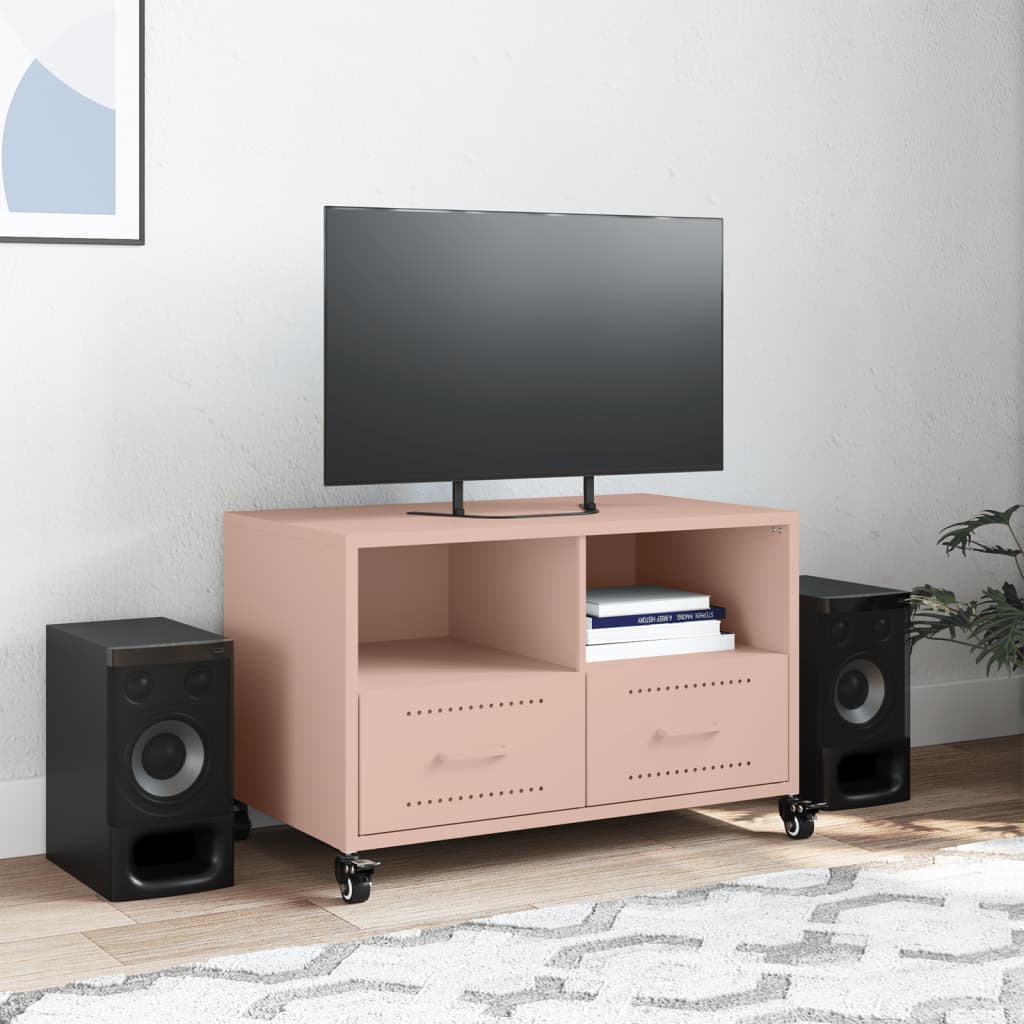 vidaXL Móvel de TV 68x39x43,5 cm aço rosa