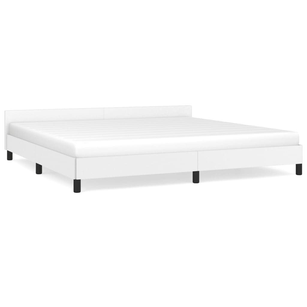 vidaXL Estrutura cama c/ cabeceira couro artificial 200x200 cm branco