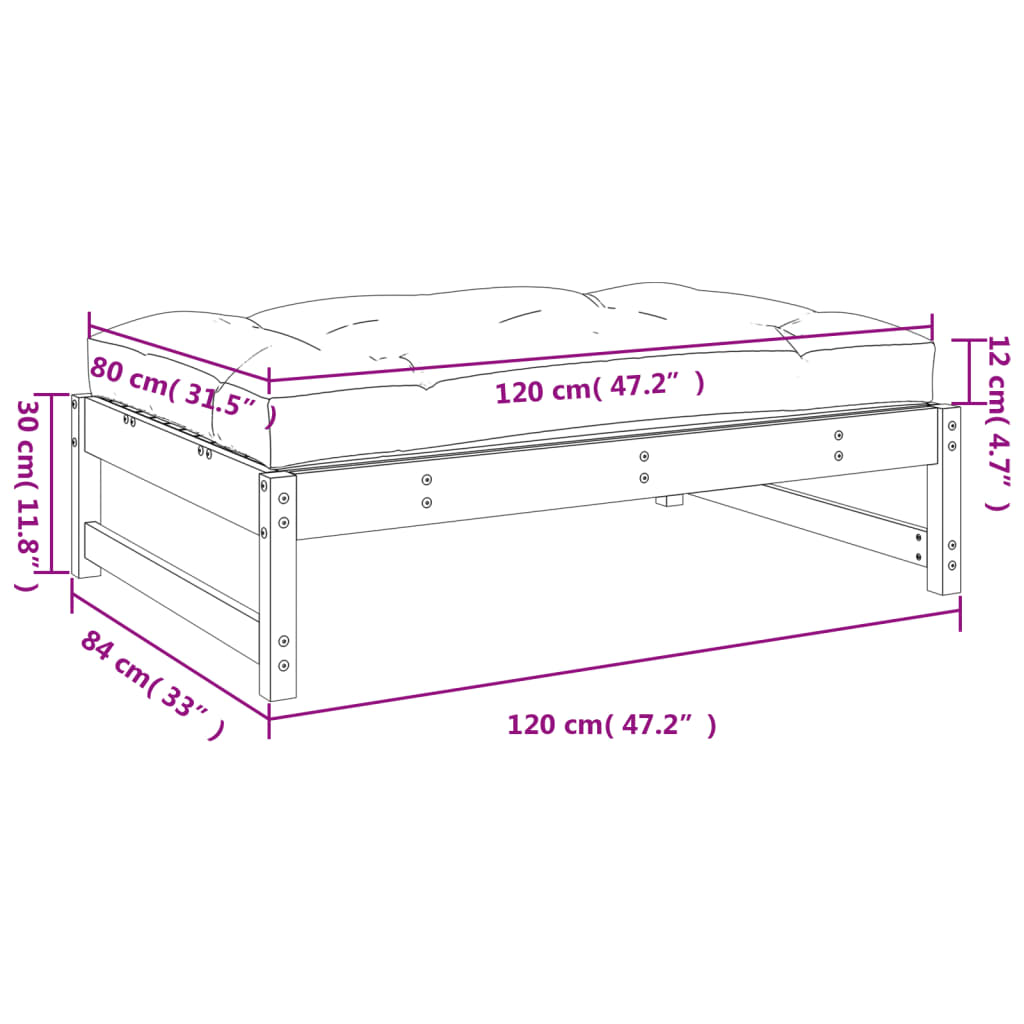 vidaXL Apoio de pés para jardim 120x80 cm madeira de douglas maciça