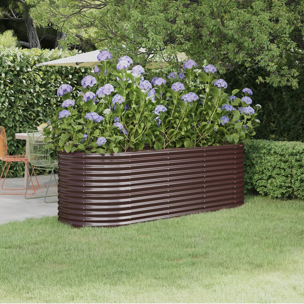 vidaXL Canteiro elevado jardim 224x80x68cm aço revestido a pó castanho