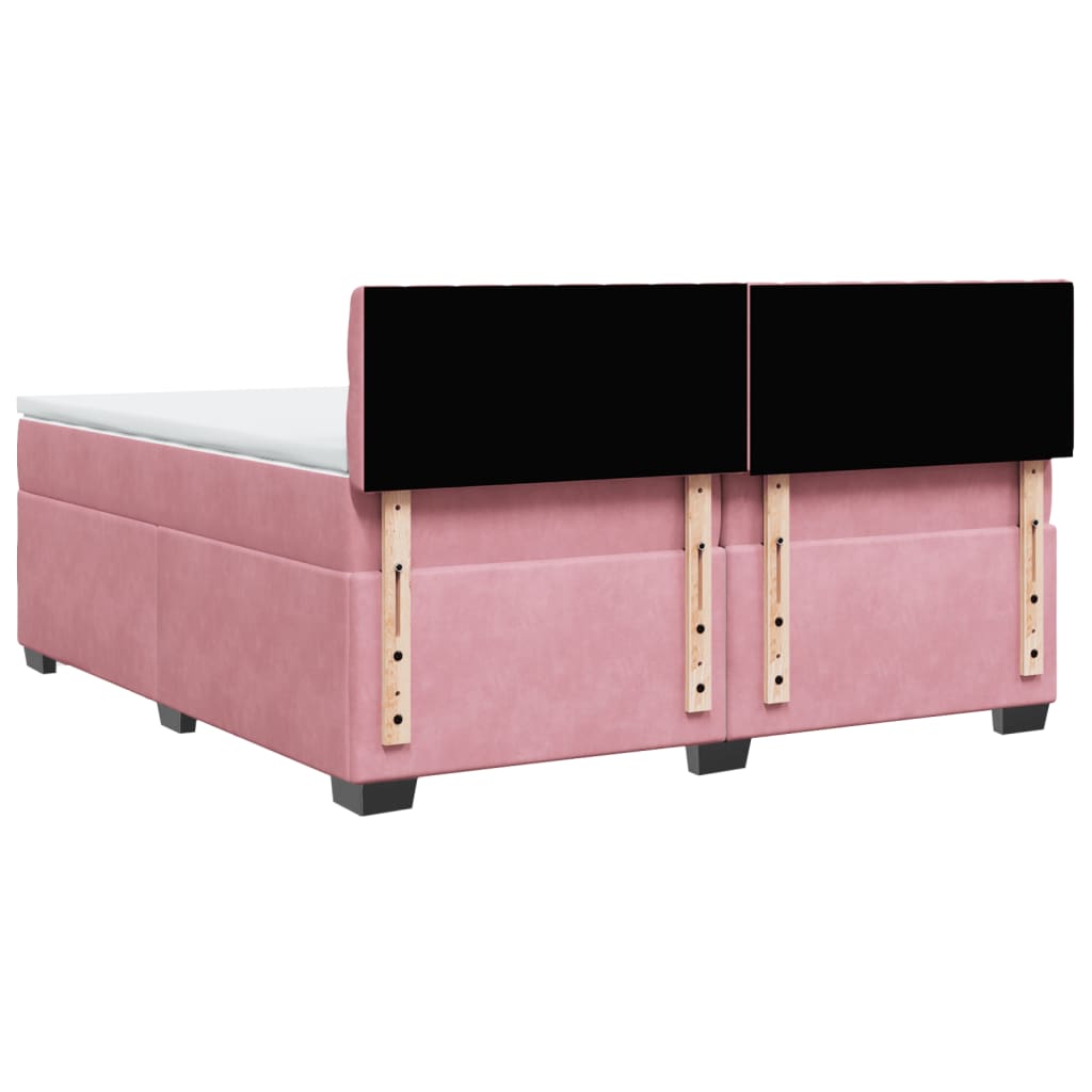 vidaXL Cama com molas/colchão 200x200 cm veludo rosa