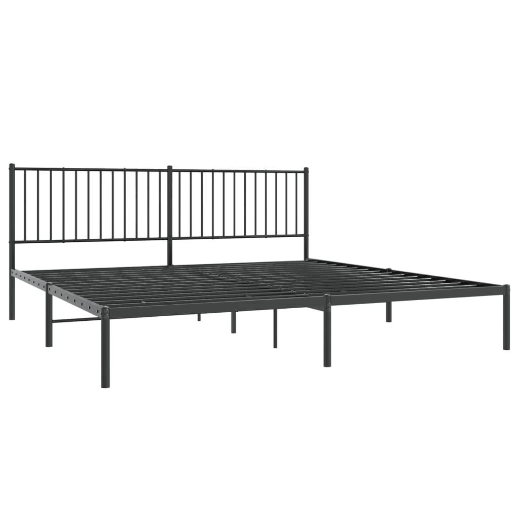 vidaXL Estrutura de cama com cabeceira 193x203 cm metal preto