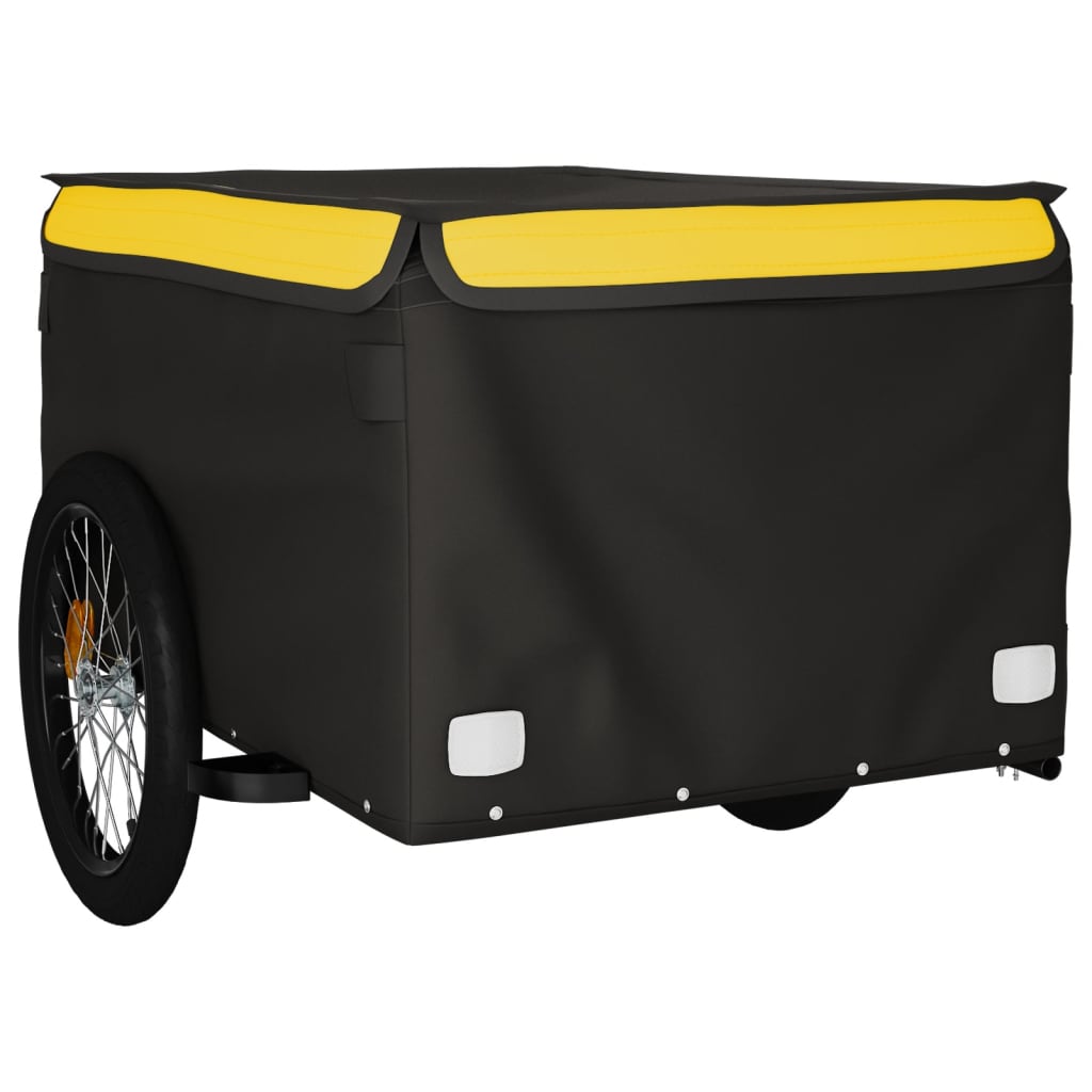 vidaXL Reboque para bicicleta 45 kg ferro preto e amarelo