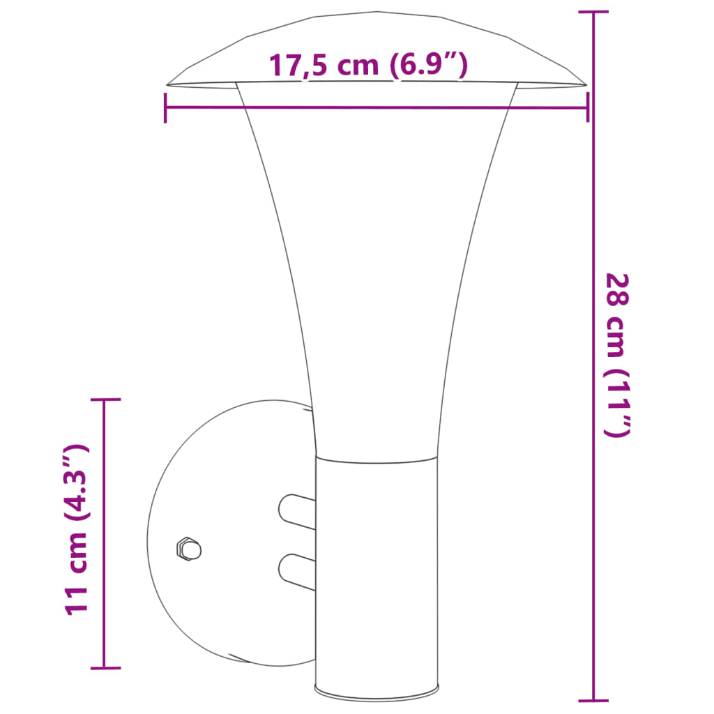 vidaXL Candeeiro de parede para exterior aço inoxidável prateado