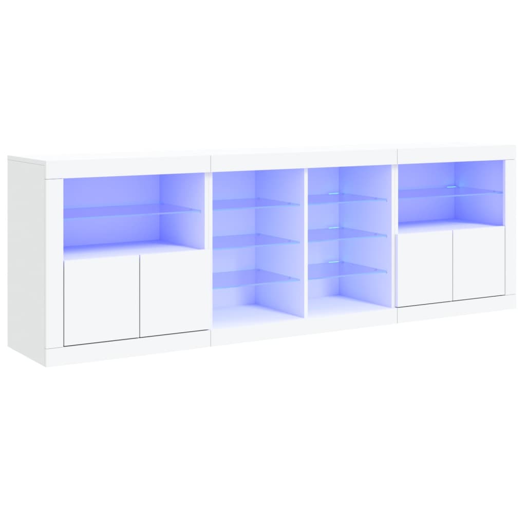 vidaXL Aparador com luzes LED 202x37x67 cm branco