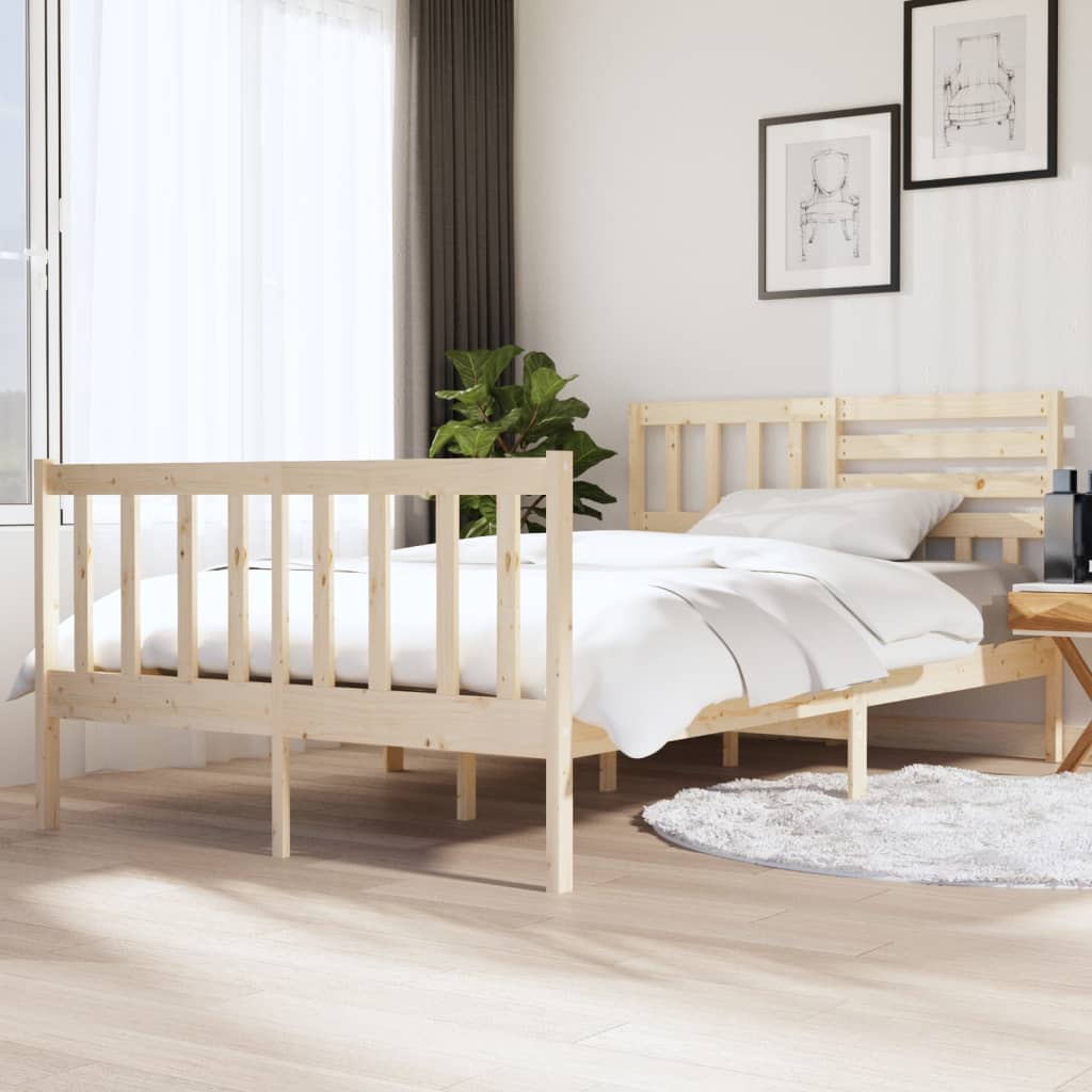 vidaXL Estrutura de cama 140x190 cm madeira maciça