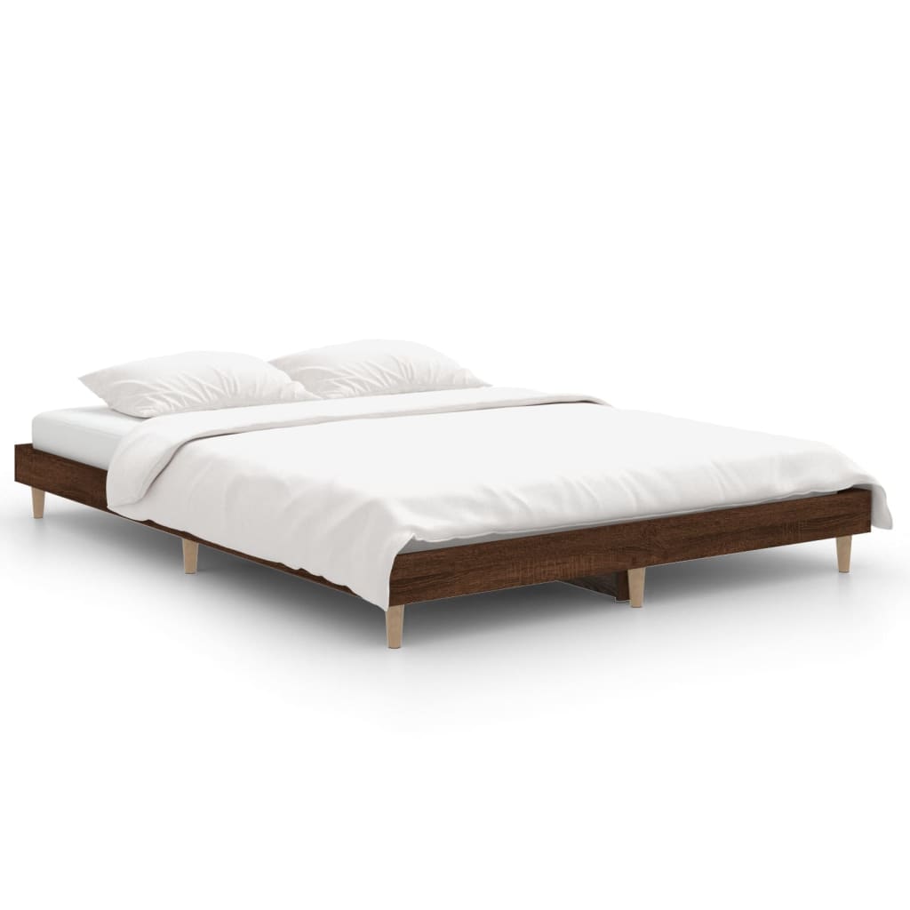 vidaXL Estrutura de cama 135x190cm derivados madeira carvalho castanho