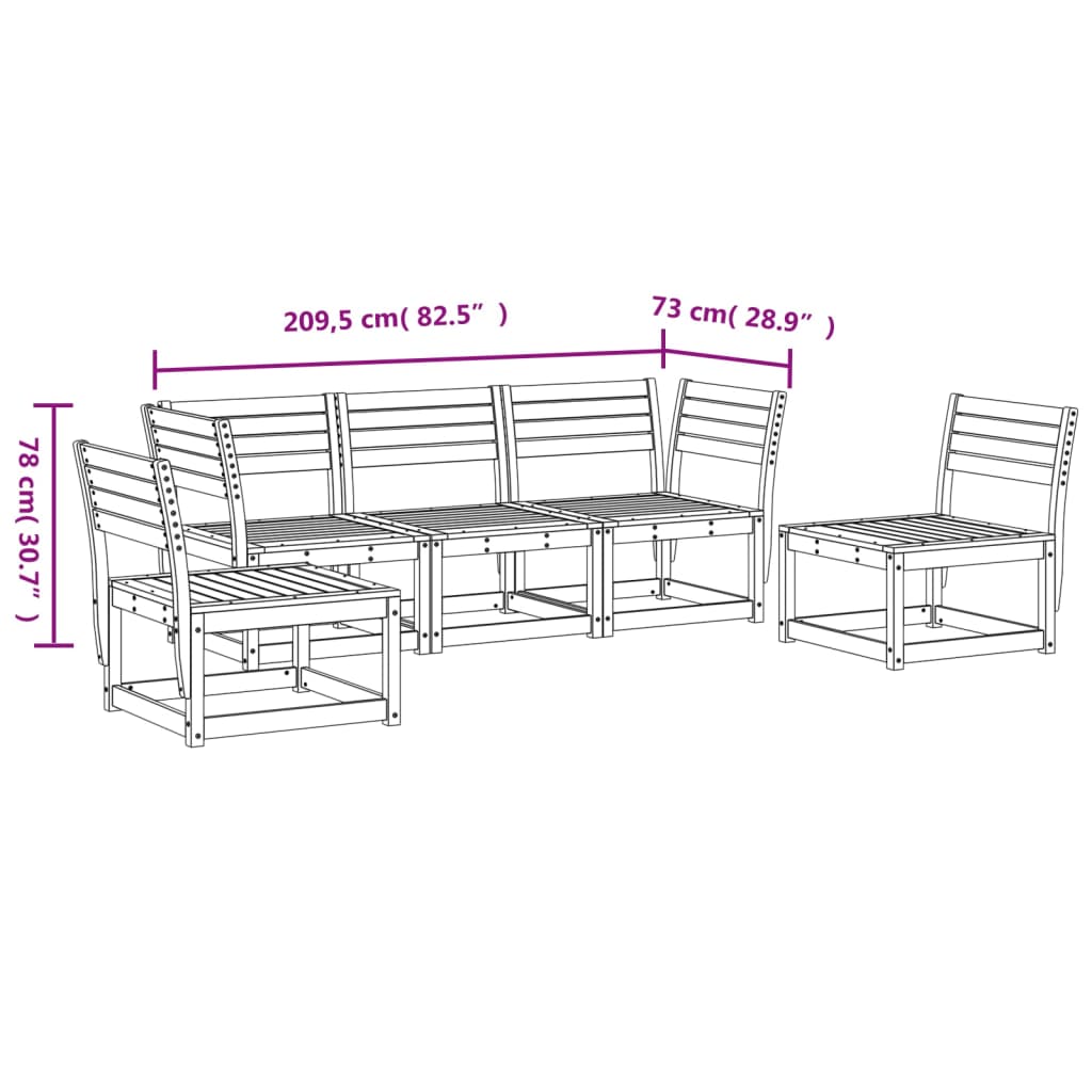 vidaXL 5 pcs conjunto de sofás de jardim pinho maciço castanho-mel