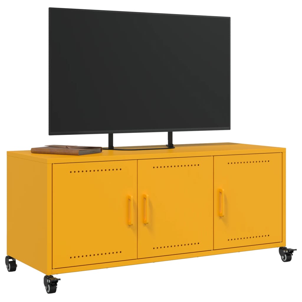 vidaXL Móvel de TV 100,5x39x43,5 cm aço amarelo mostarda