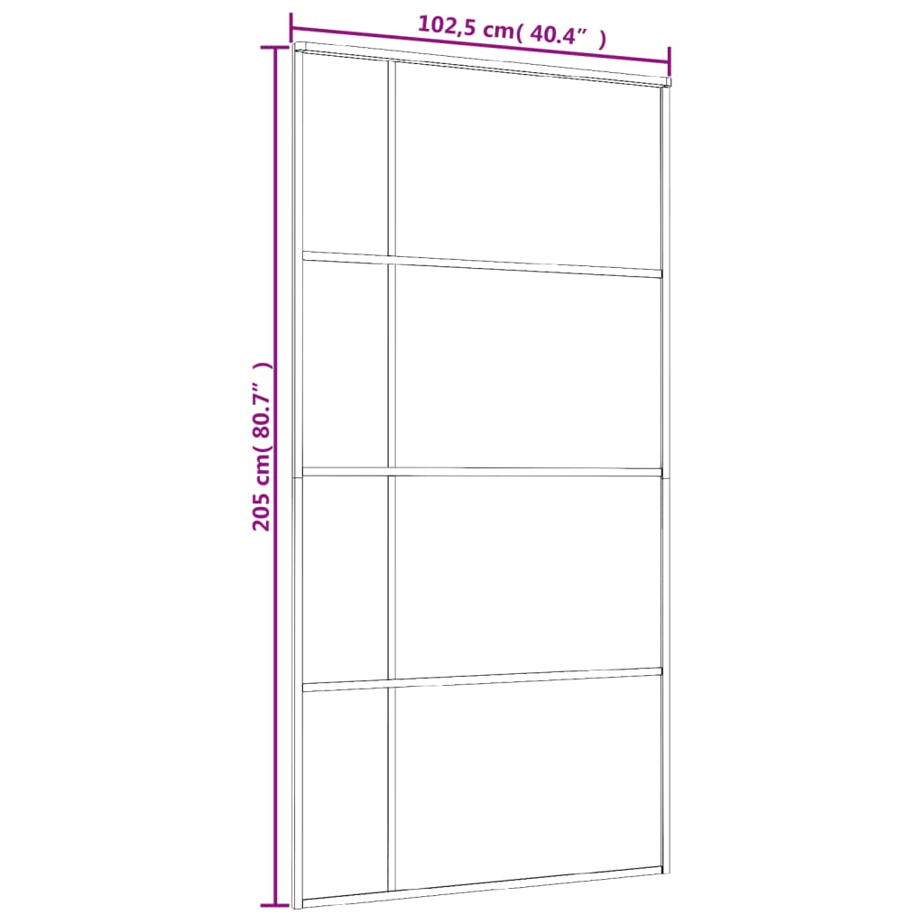 vidaXL Porta deslizante em vidro ESG e alumínio 102,5x205 cm preto