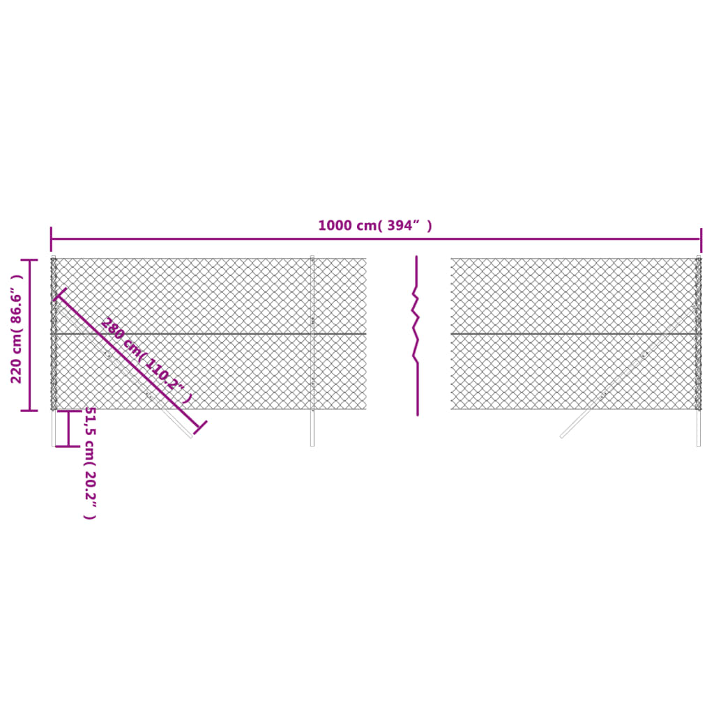 vidaXL Cerca de arame 2,2x10 m verde