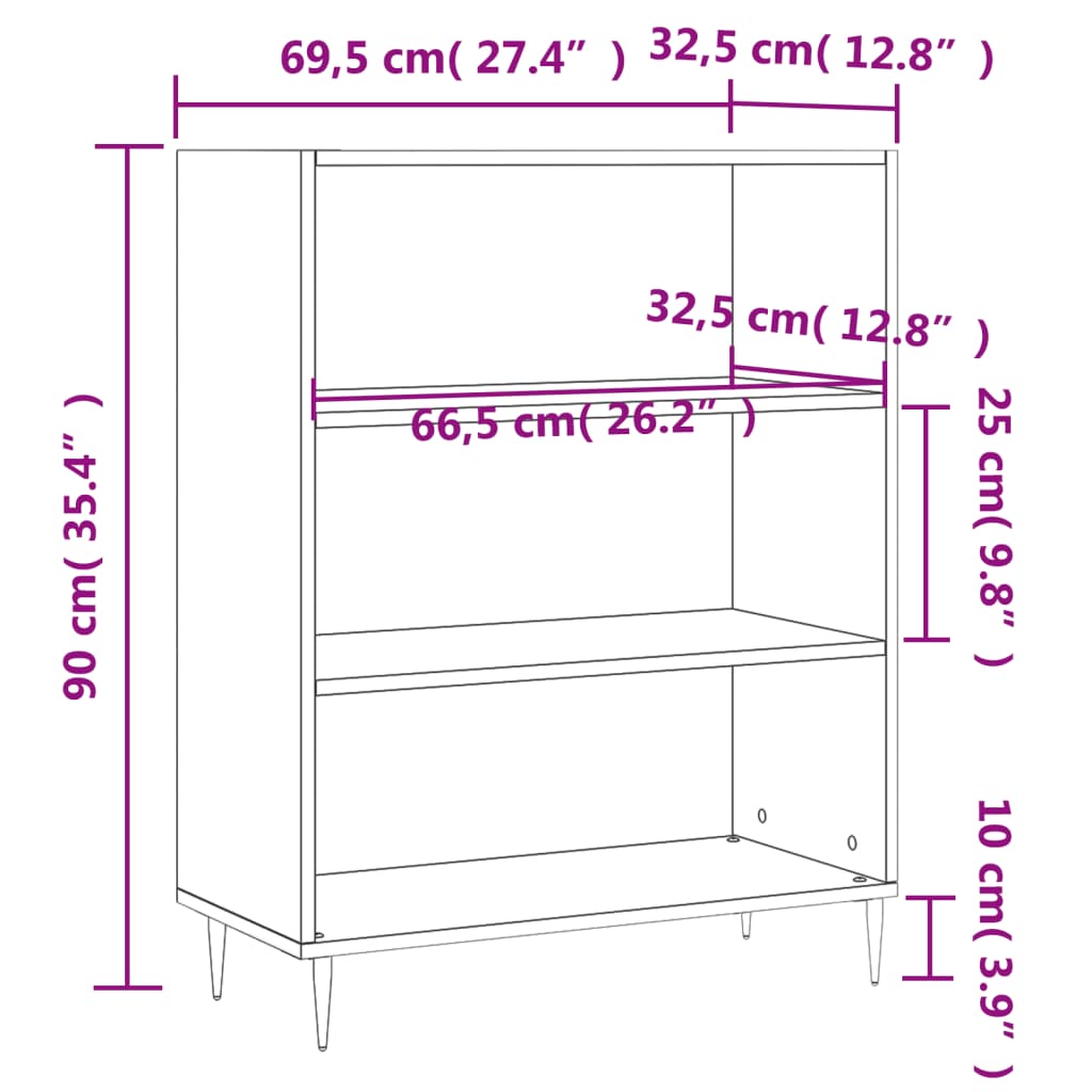 vidaXL Estante 69,5x32,5x90 cm derivados de madeira cinzento cimento