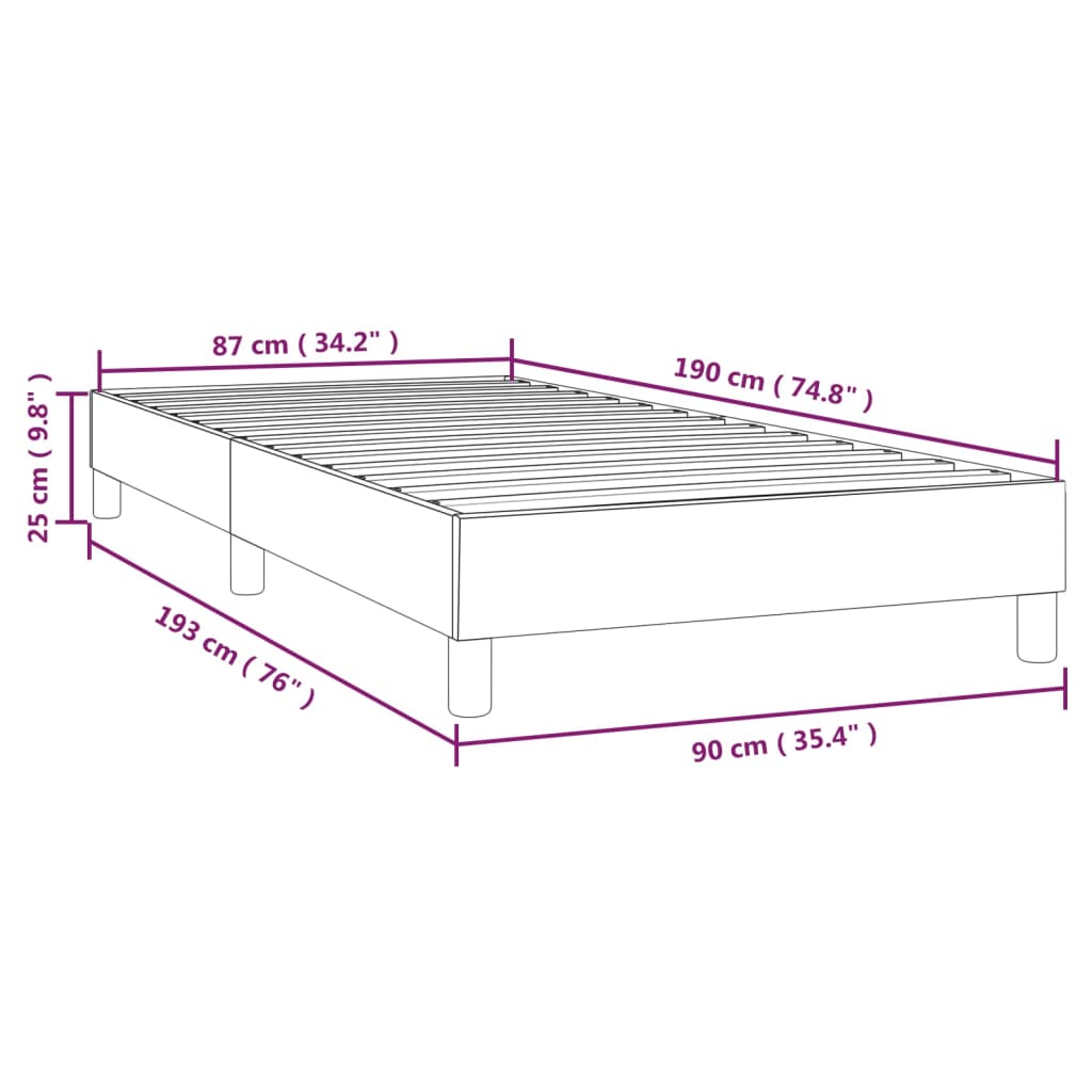 vidaXL Estrutura de cama 90x190 cm couro artificial cinzento