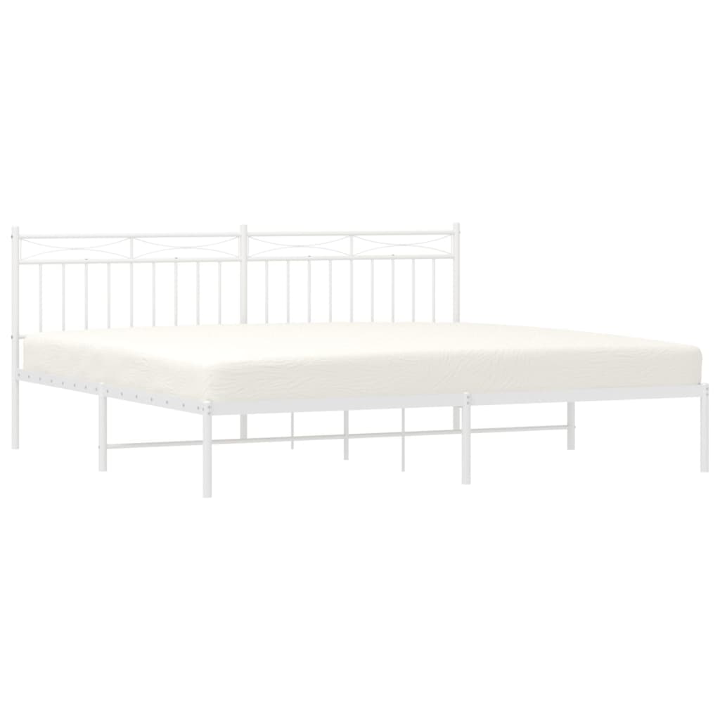 vidaXL Estrutura de cama com cabeceira 200x200 cm metal branco