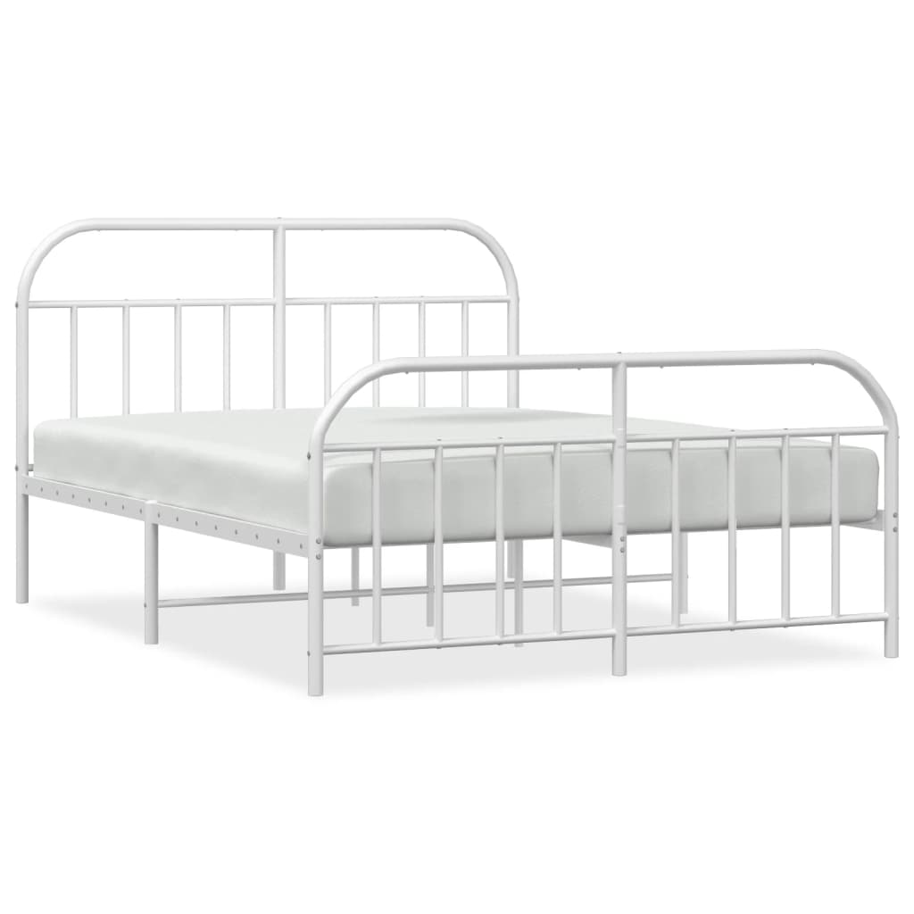 vidaXL Estrutura de cama com cabeceira e pés 183x213 cm metal branco